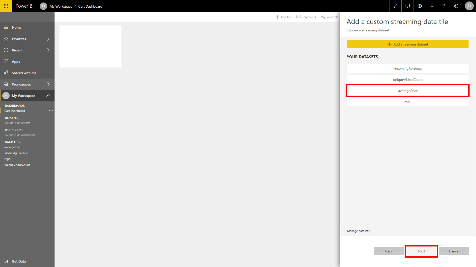 averagePrice is highlighted