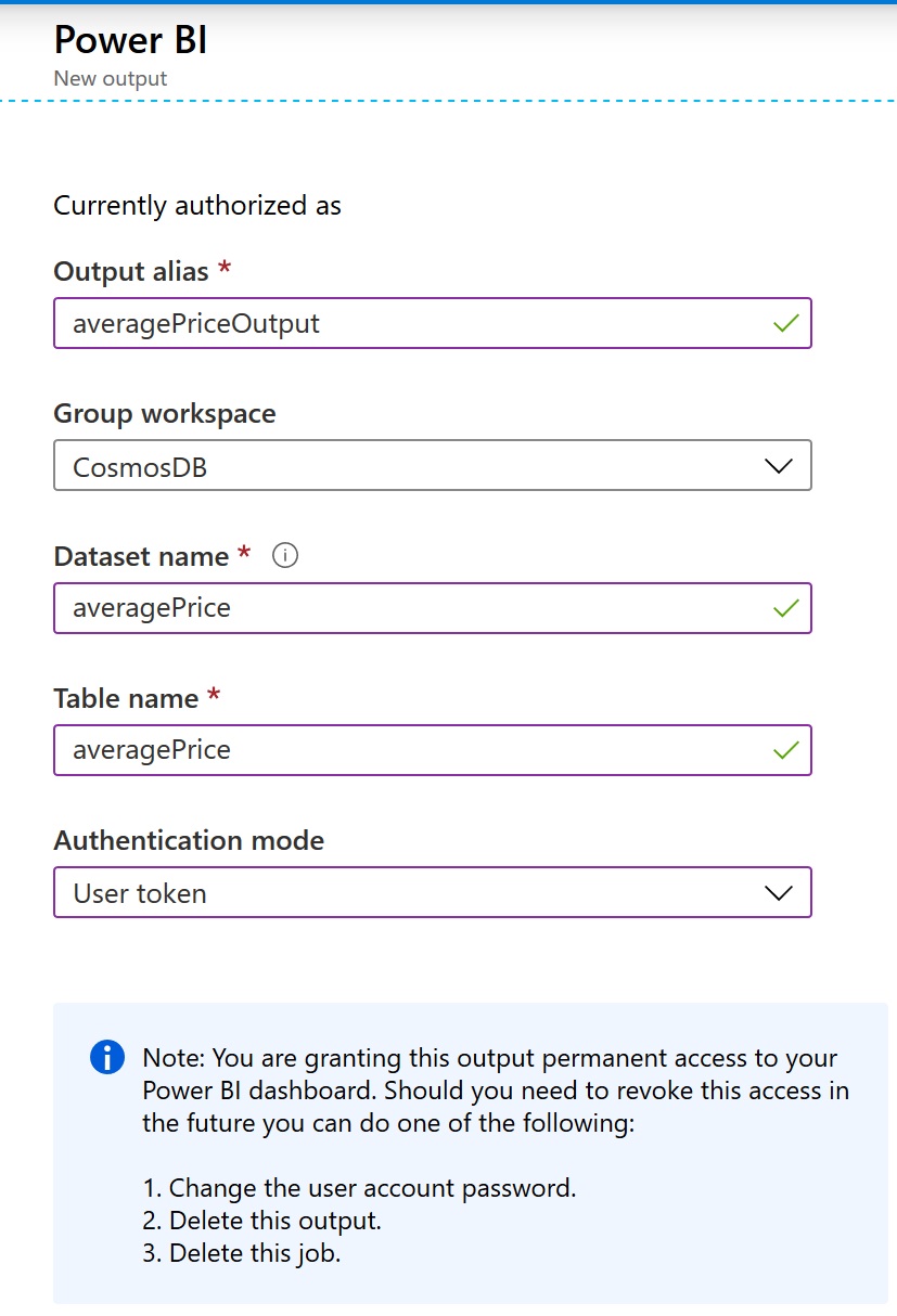 The New output dialog is displayed